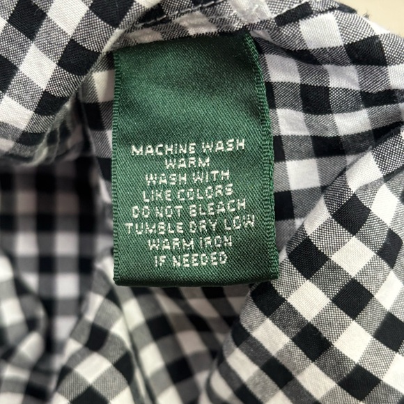 Lauren Ralph Lauren Plus Size 2X Black White Gingham Check Button Down Shirt Top - Picture 7 of 13